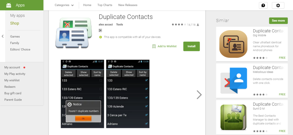 Duplicate contacts