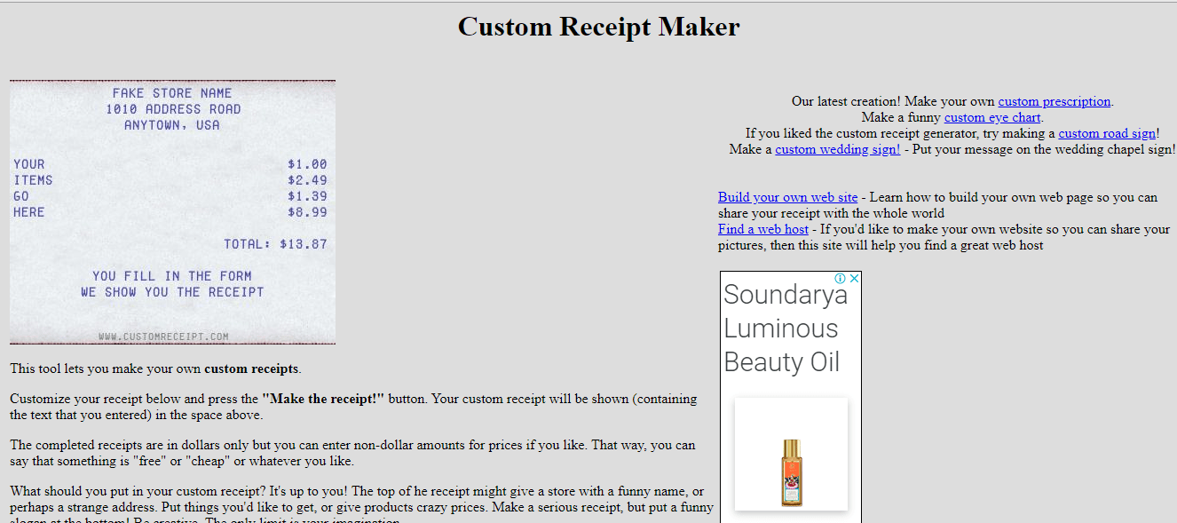 custom receipt maker